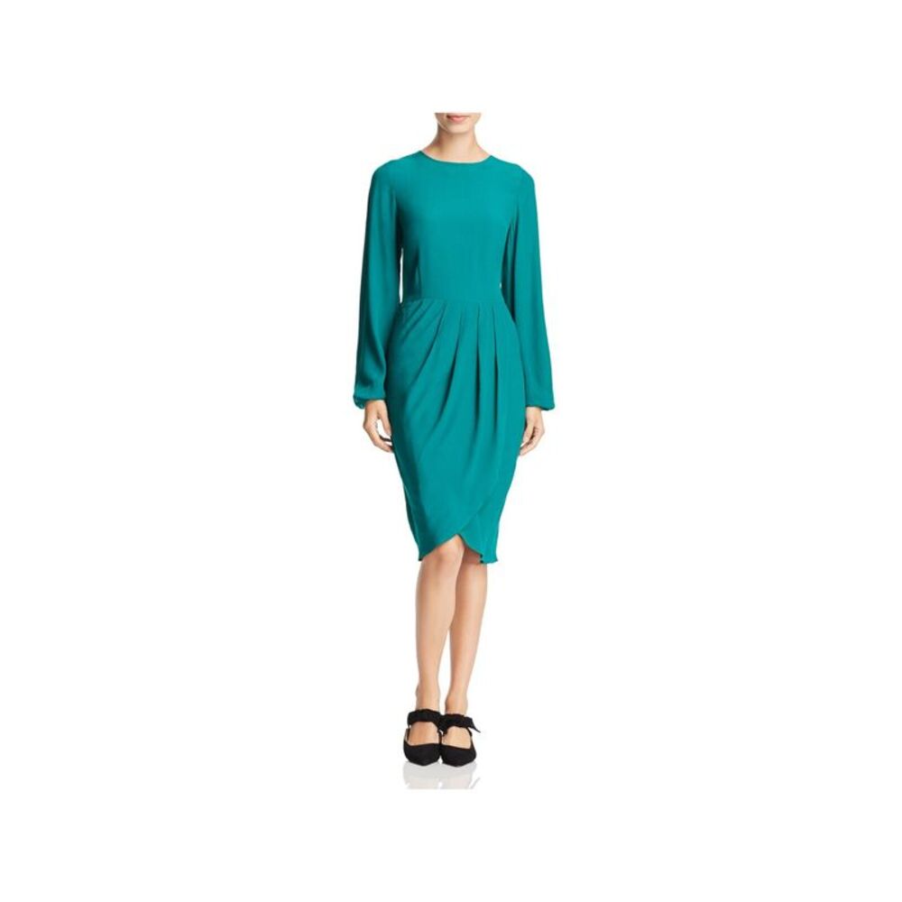 YUMI KIM Womens Green Blouson Sleeve Knee Length Wear To Work Tulip Dress M